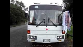 Lily and John hit the road in a bus motorhome in New Zealand
