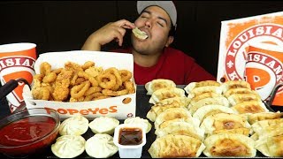 Popeyes Fried Seafood, Pop Corn Chicken, and Fried Dumplings Mukbang