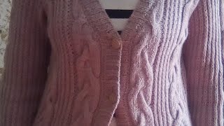 Теплый кардиган спицами 2-я часть.Вяжем полочки,пройму и V-образный вырез горловины.