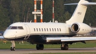 Bombardier BD700 Global 6000 N711LS Take Off at Airport Bern-Belp