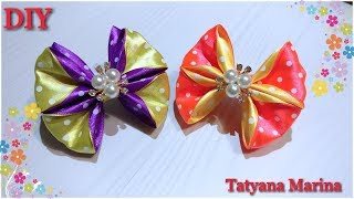 Бантики из атласной ленты 4 см в горох+ школьный вариант/ Канзаши МК/DIY
