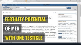 Fertility Potential Of Men With One Testicle