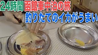 北海道車中泊の旅24時間函館観光【前編】朝市で新鮮すぎる釣りたてイカ刺しを食べる