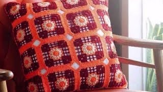ПОДУШКА КРЮЧКОМ ИЗ ПРОСТЫХ ИНТЕРЕСНЫХ МОТИВОВ