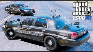 GTA 5 LSPDFR Police Mod #589 Blaine County Sheriff New Fleet- Slicktop Crown Victoria Running ALPR