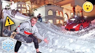 HOMEMADE GIANT SNOW SLIDE AT TEAM 10 MANSION {30 MPH}
