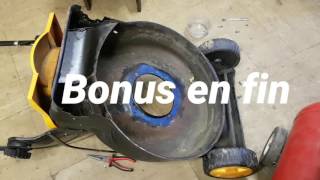 tondeuse thermique restauration poulie de traction demontage panne fumee