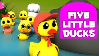 cinco pequeña patos | rima infantil para niños | Five Little Ducks | canción de dibujos animados