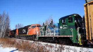 Heavy Foam Alert! Colourful Bayview SW8 Switcher on CN Train 305 w/DPU at Berry Mills, NB.