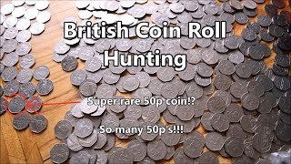 Coinroll Hunting for Rare British 50p coins - £250 in 50p's!