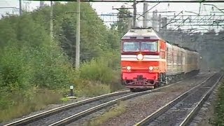 ТЭП70-0135 с поездом Санкт-Петербург — Костомукша *необычный гудок*