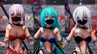 【MMD】Ninja Miku Haku Lukaで虎視眈々【4k】