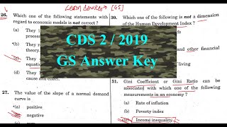 CDS 2 / 2019 GS Answer Key Part 2 (25-50) | 8 SEPTEMBER