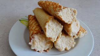 Вафельные трубочки с кремом (в советской вафельнице)