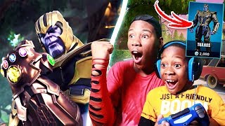 9 YEAR OLD BROTHER PLAYS AS THANOS In FORTNITE (INFINITY GAUNTLET)