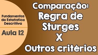 #12 - Comparação da Regra de Sturges com outros criterios