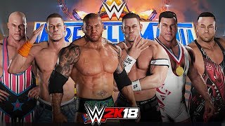 WWE 2K18 - ALL DLC ENTRANCES & RATINGS! (RVD, Kurt Angle, John Cena RETRO, Batista!) + AJ STYLES