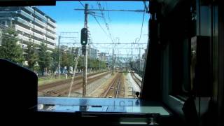 Train front view JR東日本 東海道線・前面展望 辻堂駅から藤沢駅 (初秋の沿線)