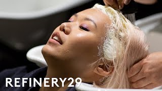 My Pastel Pink To Lilac Hair Color Transformation | Beauty With Mi | Refinery29