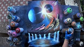 SPRAY PAINT ART by Skech - Clash of the planets
