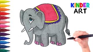 Как легко нарисовать слона поэтапно. Видео для детей | How to draw an elephant for kids