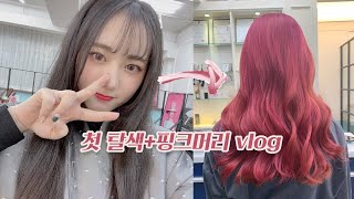 ENG) 20살 기념! 로미살롱에서 첫 탈색+핑크머리 vlog? [미트]