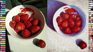 РИСУЕМ сочную КЛУБНИКУ масляной пастелью