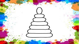 Как нарисовать ПИРАМИДУ/Учим ЦВЕТА/Рисунок-раскраска ПИРАМИДА/How to draw a pyramid