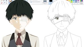 Desenhando Anime no Paint - Ken Kaneki | Tokyo Ghoul