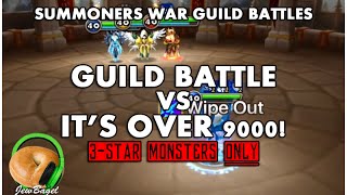 SUMMONERS WAR : Guild Battle VS It's Over 9000! - Nat 3-Star Monsters ONLY