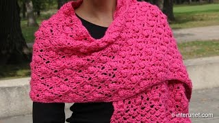Shawl crochet pattern - acorn and raspberry stitch combination