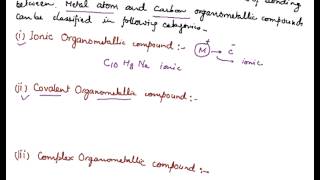 Organometallic Compounds, Introduction to Organometallic Compounds