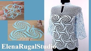 Нарядная ажурная кофточка из мотивов Мастер класс 129 часть 1 из 2