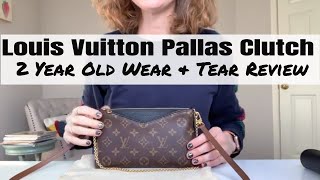 Louis Vuitton LV Pallas Clutch Review/ 2 year Wear and Tear/ Whats In my bag/Mod Shots