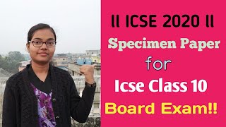 Icse 2020ll Specimen paper for Class 10 Board Exam llMaster Mind