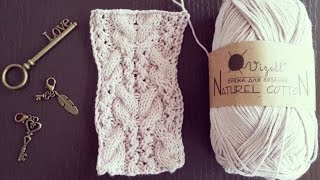 Узор "Шахматный Ажур со Жгутами" спицами. Подробный МК.