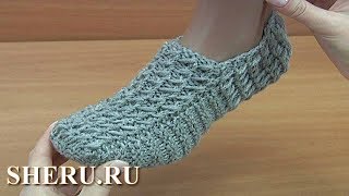 Как связать интересные следки без швов на двух спицах - Урок 276