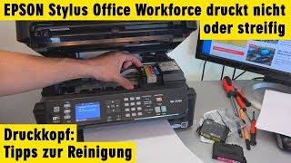 Epson Drucker Stylus Workforce druckt nicht oder streifig - Tipps Druckkopf reinigen