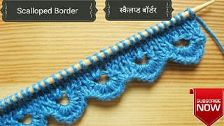 Knitting Border (Scallop Border) with knitting & Crochet !!!!