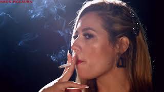 Smoking corks cigarettes in a little polka dot top