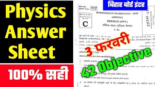 3 February Physics Answer Key 2020||Bihar Board inter Physics Answer Key Solution