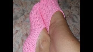 Следки крючком - Crochet sneakers - 1 часть -  вязание подошвы