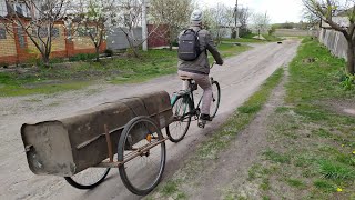 ТАЧКА-ПРИЦЕП из велосипедных колёс, для дома и дачи