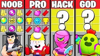 Minecraft Battle: SUPER BRAWL STARS CRAFTING CHALLENGE - NOOB vs PRO vs HACKER vs GOD ~ Animation