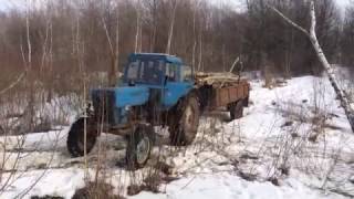МТЗ-80 та 1ПТС2 у лісі , загубили прицепа