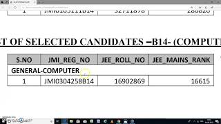 JMI 1ST SPOT REGISTERED SELECTED LIST OF B.TECH(ALL BRANCHES) & BRANCH UPGRADED LIST 2018-19