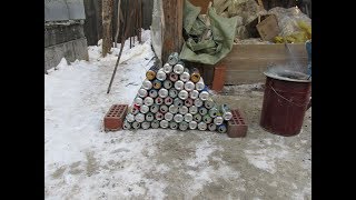 Плавка алюминия из пивных банок. Melting aluminum from beer cans.