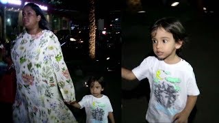 Salman Khan's Sister Arpita Khan Spotted With Son Aahil Outside A Restuarant In BKC