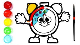 Cute Clock drawing and coloring for kids │ Learn colors and number │WOW POP TOY  ♡