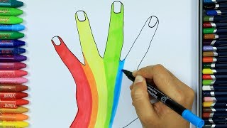 Как рисовать руку ?| Раскраски | Как нарисовать и покрасить для детей | Узнать цвета